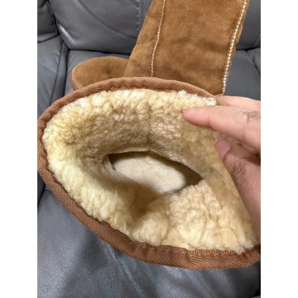 Original UGG Australia Chestnut Suede Pure Wool Pile Boots Mens 7 Ladies 8 M7-L8
